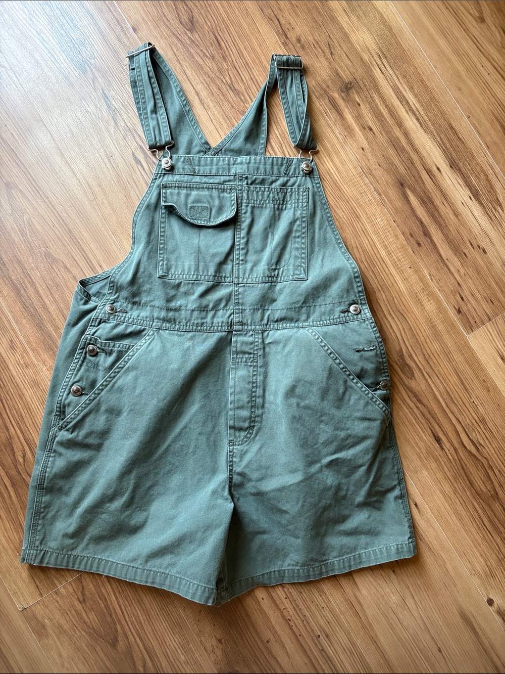 Vintage Olive Green Short Overalls